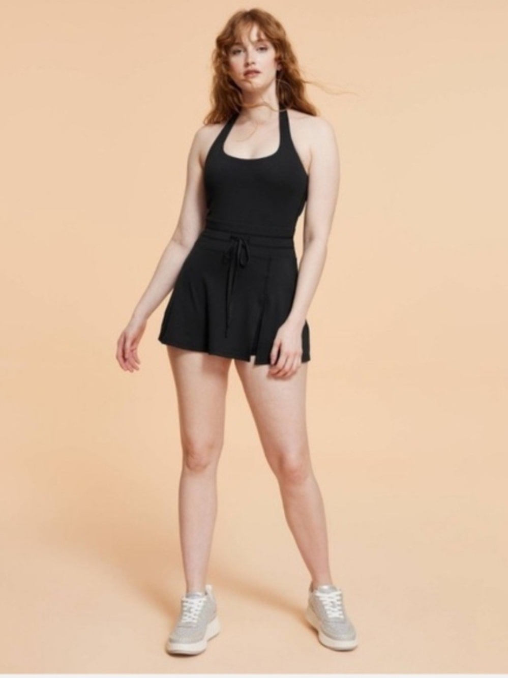 Black Halter Romper with Drawstring Waist